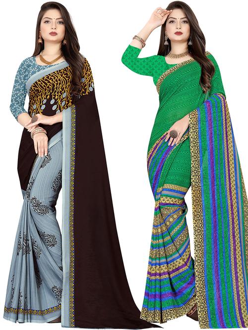 women pack of 2 casual wear combo sarees with blouse - 21477445 - Very Small Image - 1