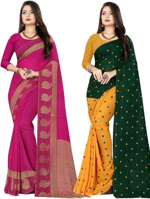 women pack of 2 casual wear combo sarees with blouse - 21477452 - Very Small Image - 1