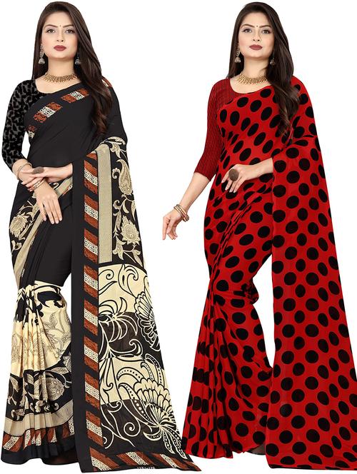 women pack of 2 casual wear combo sarees with blouse - 21477458 - Very Small Image - 1