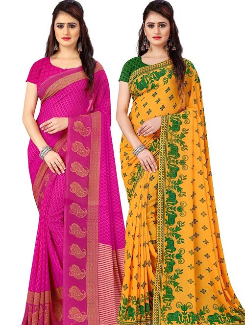 women pack of 2 casual wear combo sarees with blouse - 21477459 - Very Small Image - 1