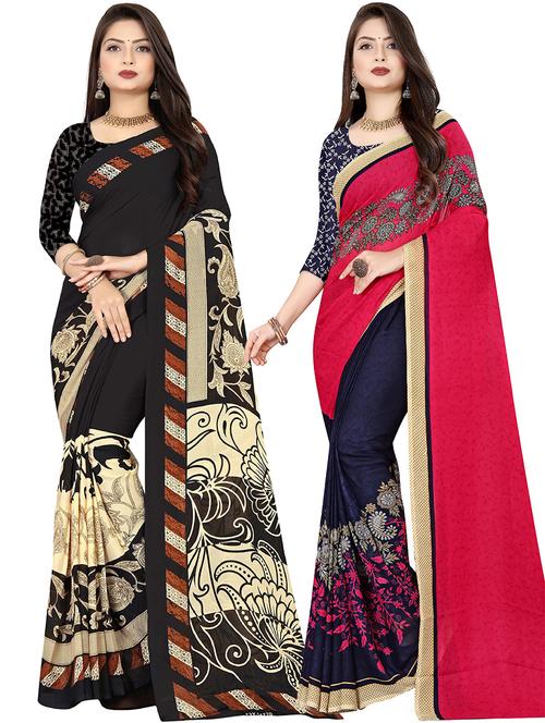 women pack of 2 casual wear combo sarees with blouse - 21477460 - Very Small Image - 1