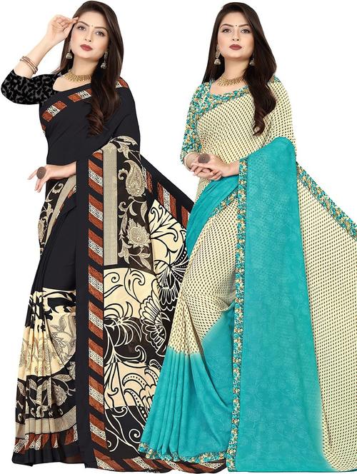 women pack of 2 casual wear combo sarees with blouse - 21477462 - Very Small Image - 1