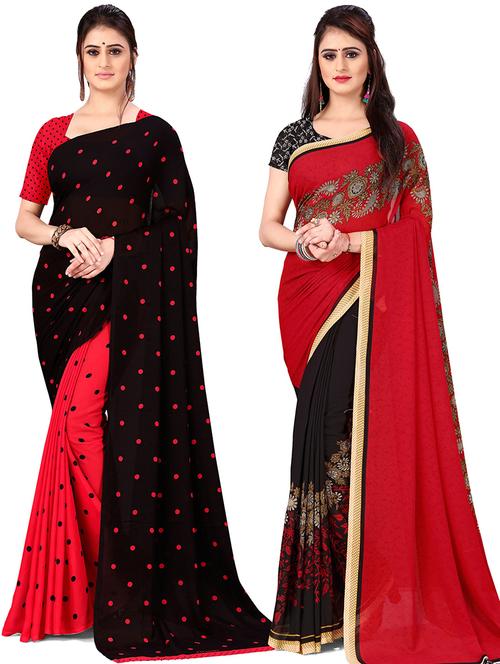 women pack of 2 casual wear combo sarees with blouse - 21477463 - Very Small Image - 1