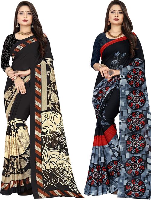 women pack of 2 casual wear combo sarees with blouse - 21477464 - Very Small Image - 1