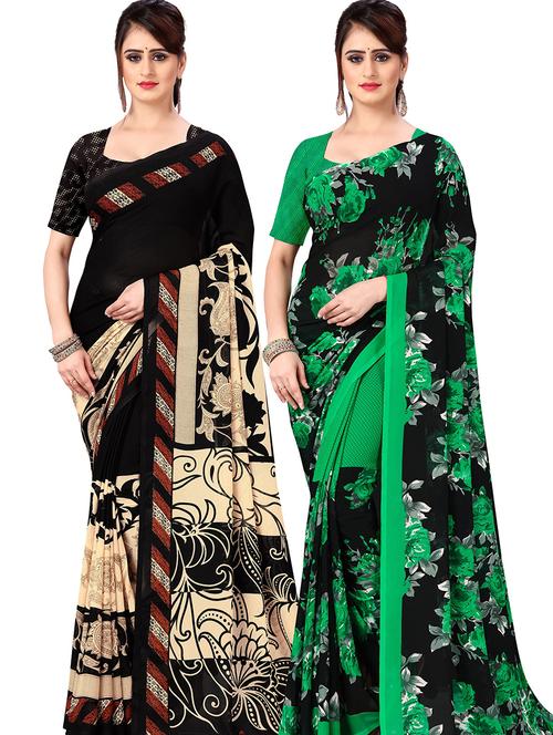 women pack of 2 casual wear combo sarees with blouse - 21477466 - Very Small Image - 1
