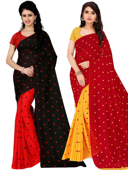 women pack of 2 casual wear combo sarees with blouse - 21477467 - Very Small Image - 1