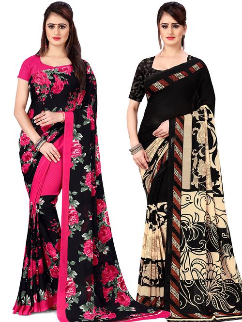 women pack of 2 casual wear combo sarees with blouse - 21477468 - Very Small Image - 1