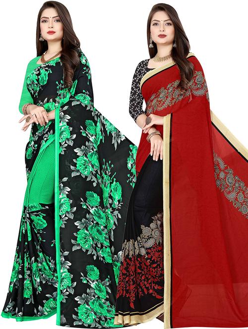 women pack of 2 casual wear combo sarees with blouse - 21477469 - Very Small Image - 1
