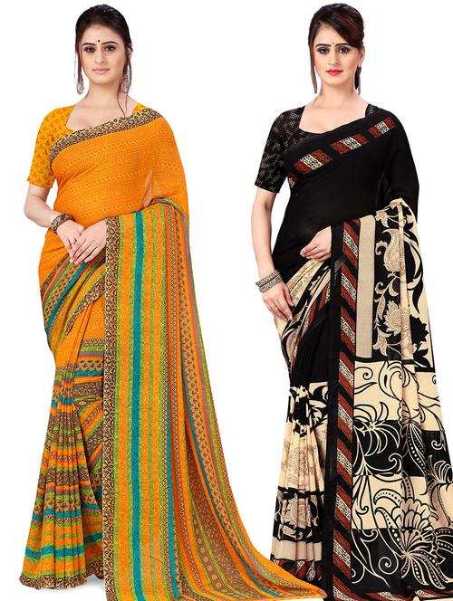 women pack of 2 casual wear combo sarees with blouse - 21477470 - Very Small Image - 1