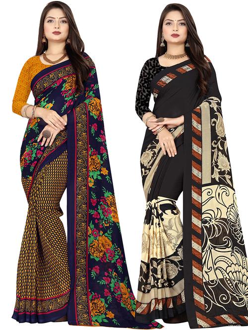 women pack of 2 casual wear combo sarees with blouse - 21477472 - Very Small Image - 1