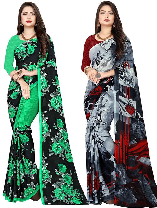 women pack of 2 casual wear combo sarees with blouse - 21477475 - Very Small Image - 1