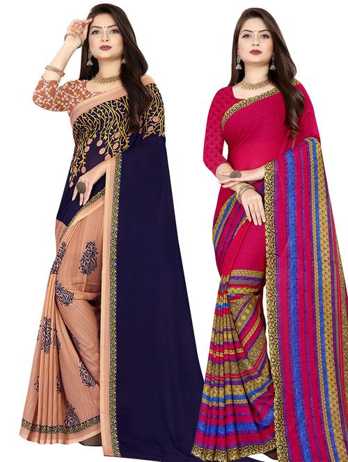 women pack of 2 casual wear combo sarees with blouse - 21477481 - Very Small Image - 1