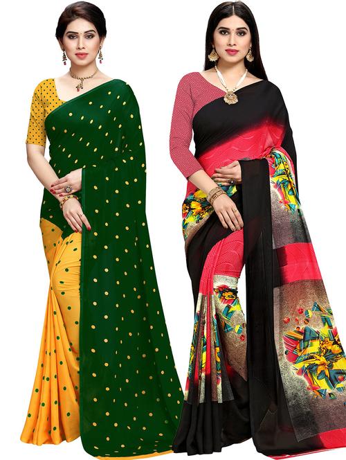 women pack of 2 casual wear combo sarees with blouse - 21477486 - Very Small Image - 1