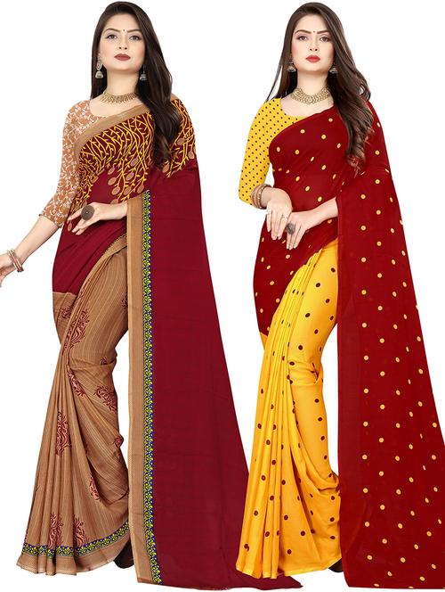 women pack of 2 casual wear combo sarees with blouse - 21477494 - Very Small Image - 1