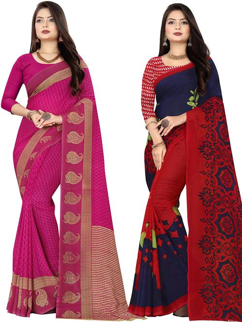 women pack of 2 casual wear combo sarees with blouse - 21477499 - Very Small Image - 1