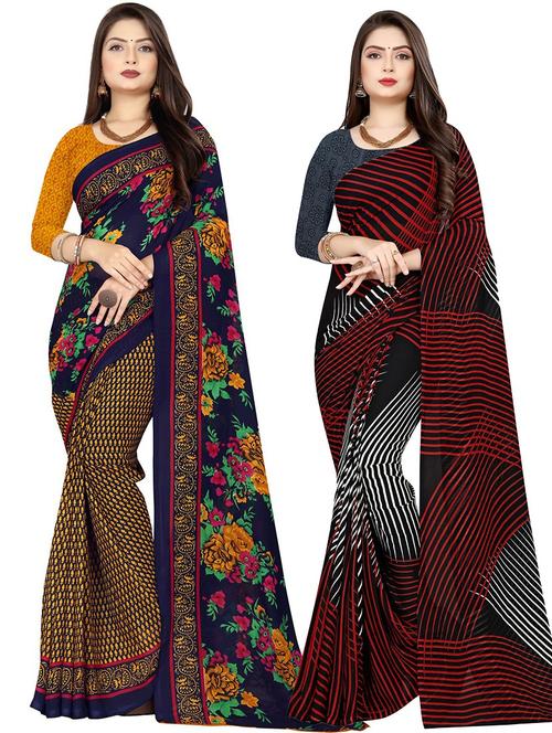 women pack of 2 casual wear combo sarees with blouse - 21477500 - Very Small Image - 1