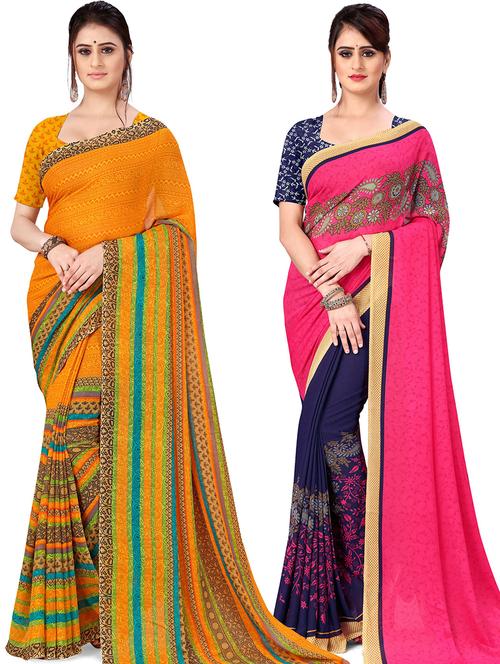women pack of 2 casual wear combo sarees with blouse - 21477502 - Very Small Image - 1