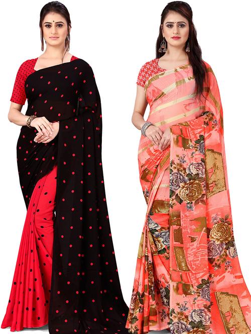 women pack of 2 casual wear combo sarees with blouse - 21477510 - Very Small Image - 1