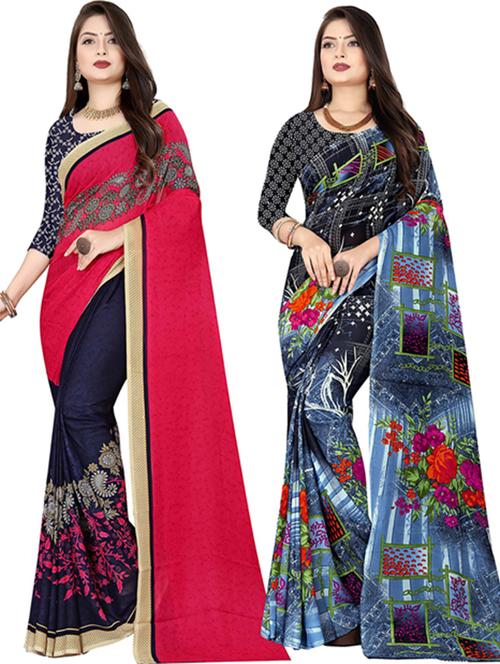 women pack of 2 casual wear combo sarees with blouse - 21477518 - Very Small Image - 1