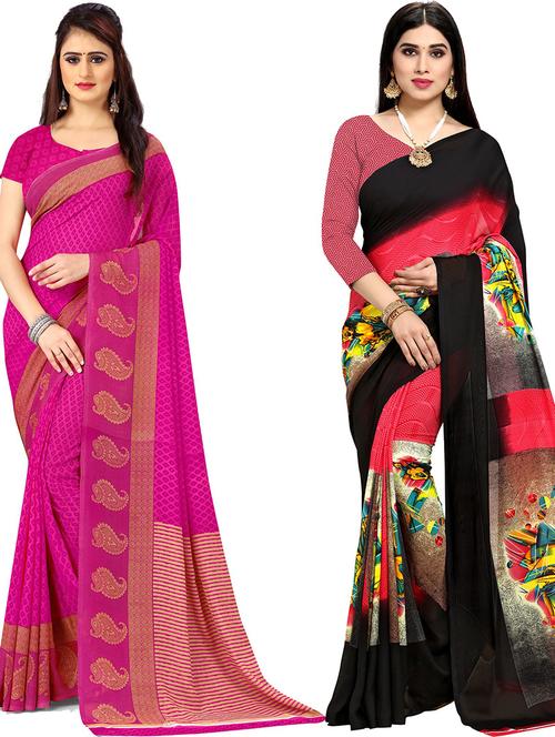 women pack of 2 casual wear combo sarees with blouse - 21477519 - Very Small Image - 1