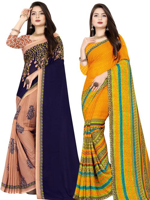 women pack of 2 casual wear combo sarees with blouse - 21477524 - Very Small Image - 1