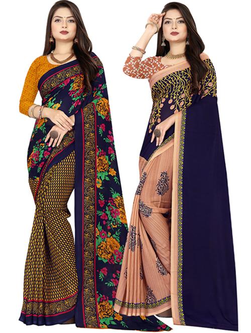 women pack of 2 casual wear combo sarees with blouse - 21477530 - Very Small Image - 1