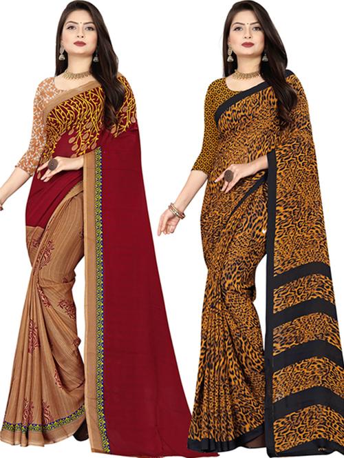 women pack of 2 casual wear combo sarees with blouse - 21477531 - Very Small Image - 1