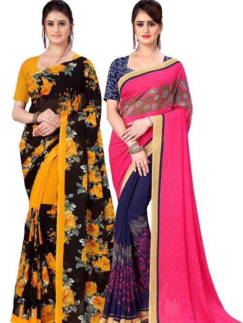 women pack of 2 casual wear combo sarees with blouse - 21477534 - Very Small Image - 1