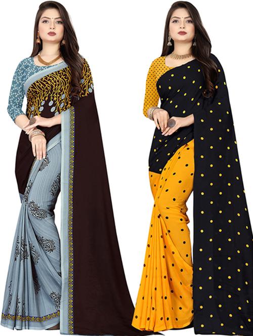 women pack of 2 casual wear combo sarees with blouse - 21477539 - Very Small Image - 1