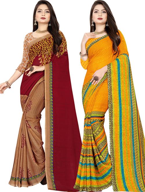 women pack of 2 casual wear combo sarees with blouse - 21477542 - Very Small Image - 1