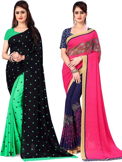 women pack of 2 casual wear combo sarees with blouse - 21477544 - Very Small Image - 1