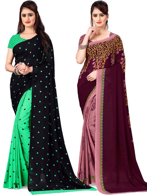 women pack of 2 casual wear combo sarees with blouse - 21477547 - Very Small Image - 1