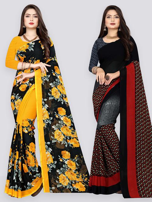 women pack of 2 printed casual wear saree with blouse - 21477554 - Very Small Image - 1