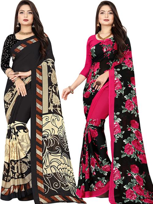 women pack of 2 printed casual wear saree with blouse - 21477557 - Very Small Image - 1