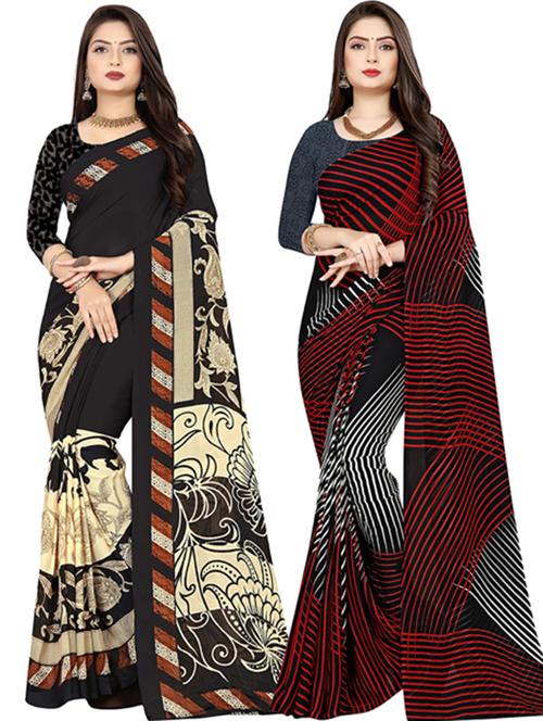 women pack of 2 printed casual wear saree with blouse - 21477559 - Very Small Image - 1