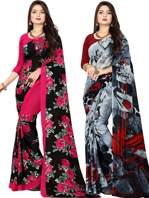 women pack of 2 printed casual wear saree with blouse - 21477561 - Very Small Image - 1