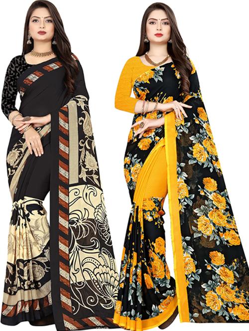 women pack of 2 printed casual wear saree with blouse - 21477562 - Very Small Image - 1