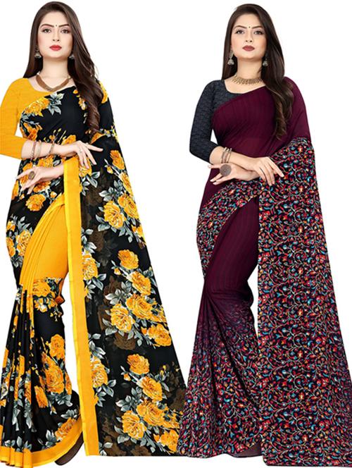 women pack of 2 printed casual wear saree with blouse - 21477564 - Very Small Image - 1