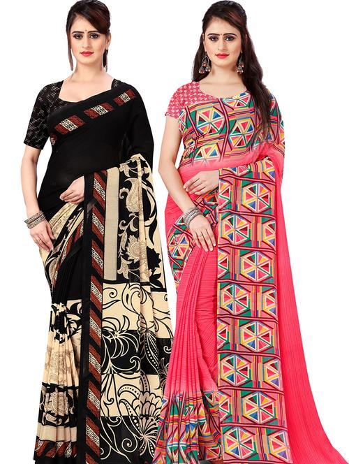 women pack of 2 printed casual wear saree with blouse - 21477565 - Very Small Image - 1