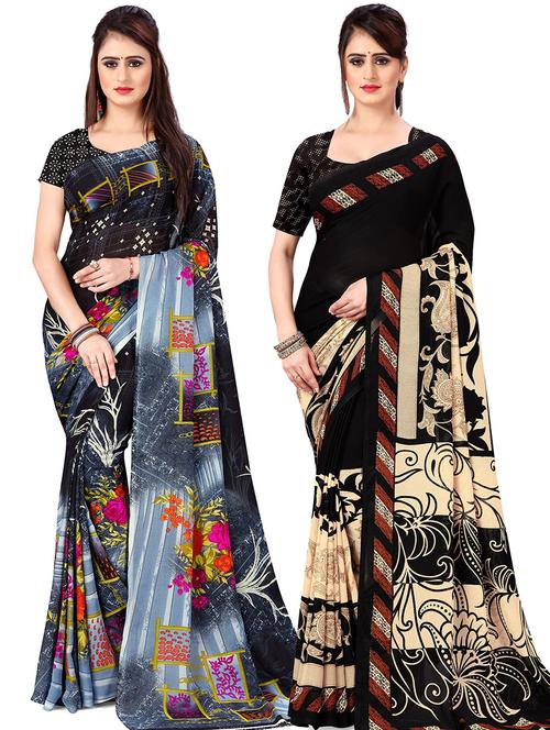 women pack of 2 printed casual wear saree with blouse - 21477567 - Very Small Image - 1