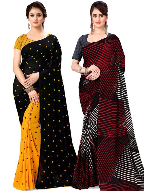 women pack of 2 casual wear combo sarees with blouse - 21477574 - Very Small Image - 1