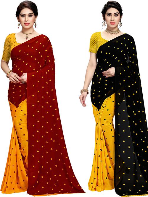 women pack of 2 printed casual wear saree with blouse - 21477576 - Very Small Image - 1