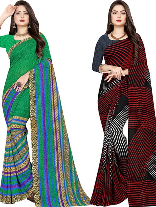 women pack of 2 printed casual wear saree with blouse - 21477577 - Very Small Image - 1