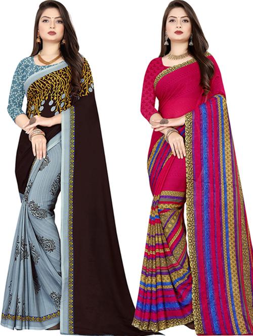 women pack of 2 printed casual wear saree with blouse - 21477579 - Very Small Image - 1