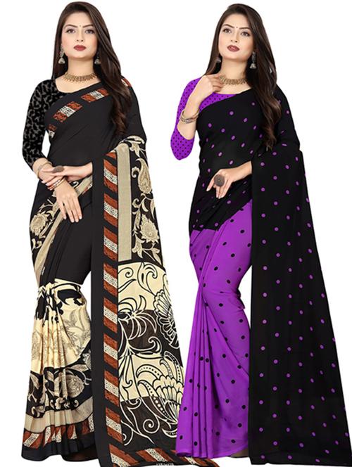 women pack of 2 printed casual wear saree with blouse - 21477582 - Very Small Image - 1