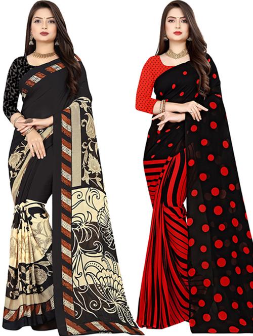 women pack of 2 printed casual wear saree with blouse - 21477587 - Very Small Image - 1