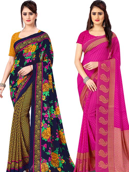 women pack of 2 printed casual wear saree with blouse - 21477588 - Very Small Image - 1