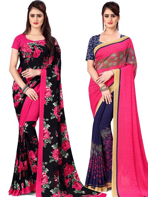 women pack of 2 printed casual wear saree with blouse - 21477590 - Very Small Image - 1