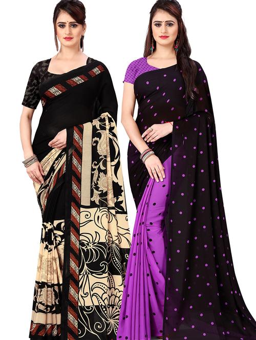women pack of 2 printed casual wear saree with blouse - 21477591 - Very Small Image - 1