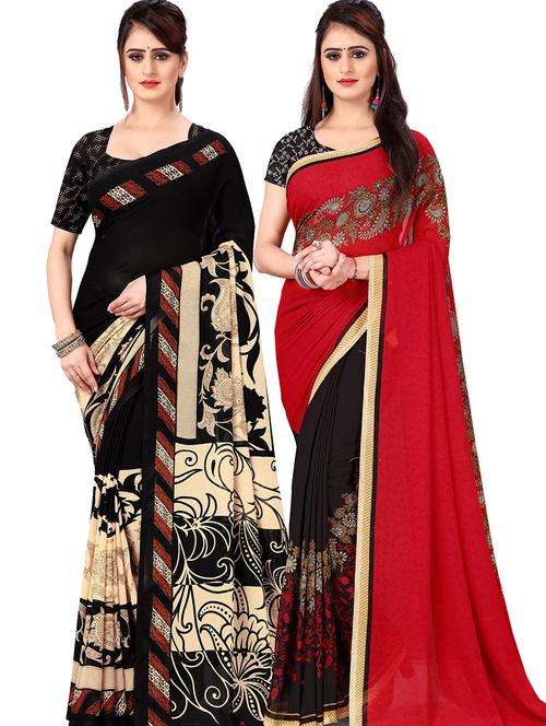 women pack of 2 printed casual wear saree with blouse - 21477594 - Very Small Image - 1